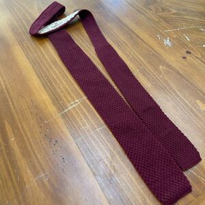 Vintage Givenchy Wool Maroon Tie Square End Knit Texture 1980s